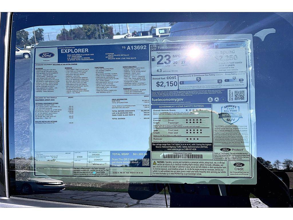 new 2026 Ford Explorer car, priced at $60,860