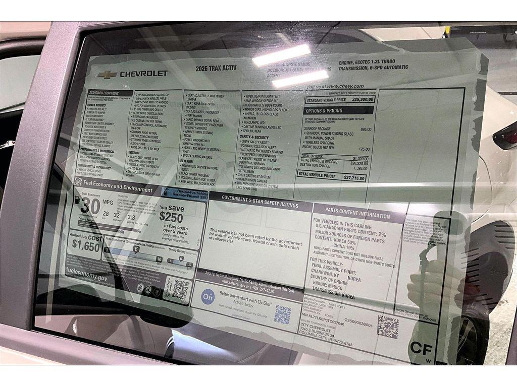 new 2026 Chevrolet Trax car, priced at $27,615