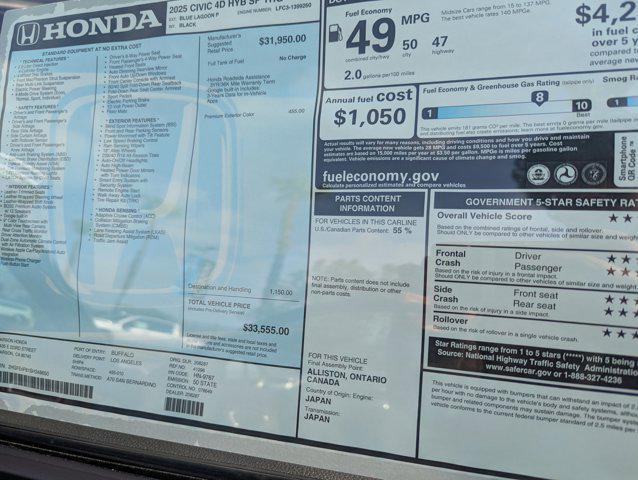 new 2025 Honda Civic Hybrid car, priced at $31,861