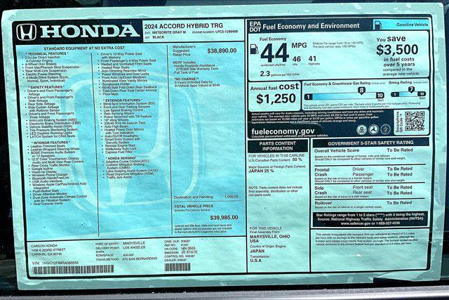 new 2024 Honda Accord Hybrid car, priced at $39,985