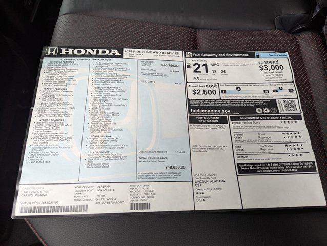 new 2025 Honda Ridgeline car, priced at $45,222