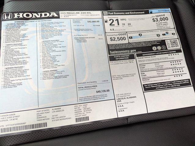 new 2025 Honda Ridgeline car, priced at $42,811