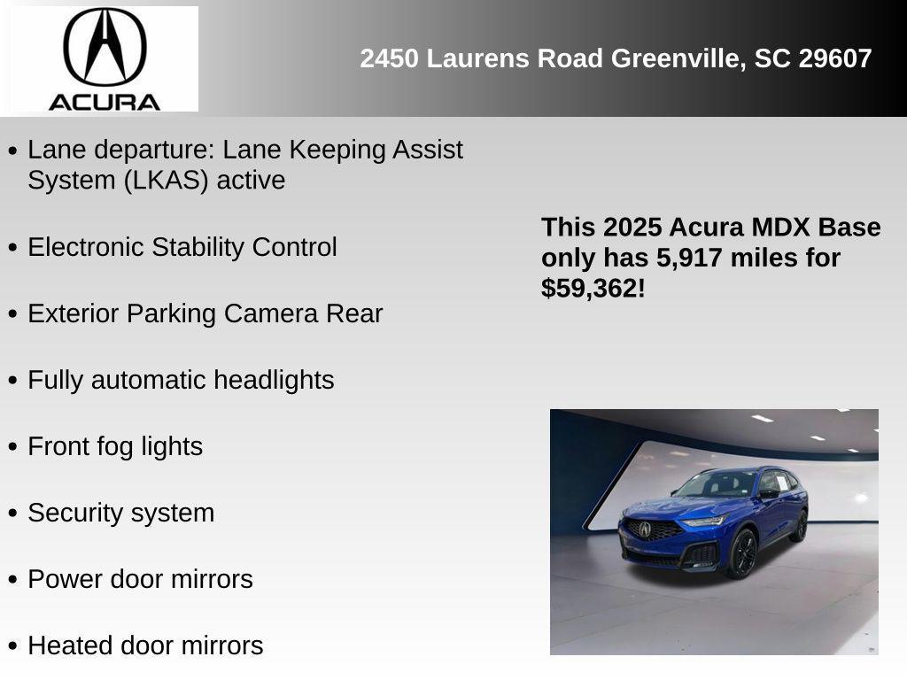 used 2025 Acura MDX car, priced at $59,362