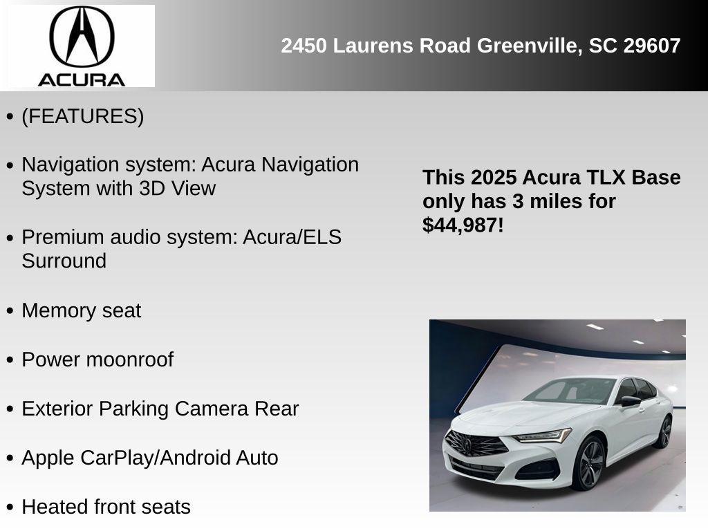 new 2025 Acura TLX car, priced at $44,987