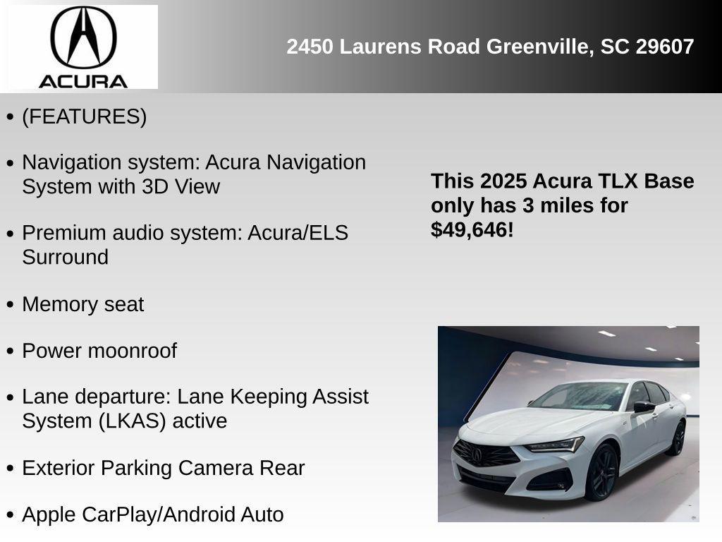 new 2025 Acura TLX car, priced at $49,646