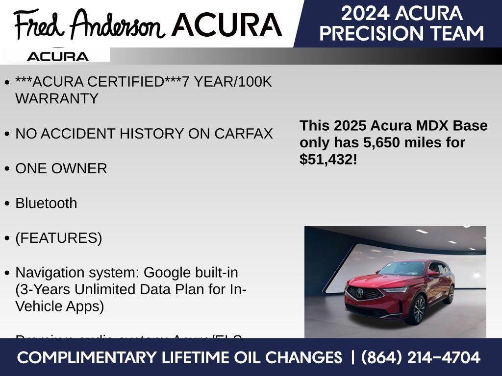 used 2025 Acura MDX car, priced at $49,895