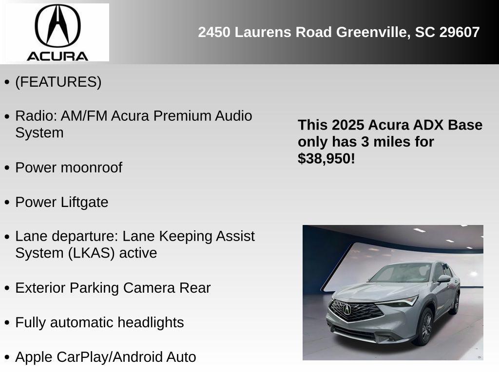 new 2025 Acura ADX car, priced at $38,950