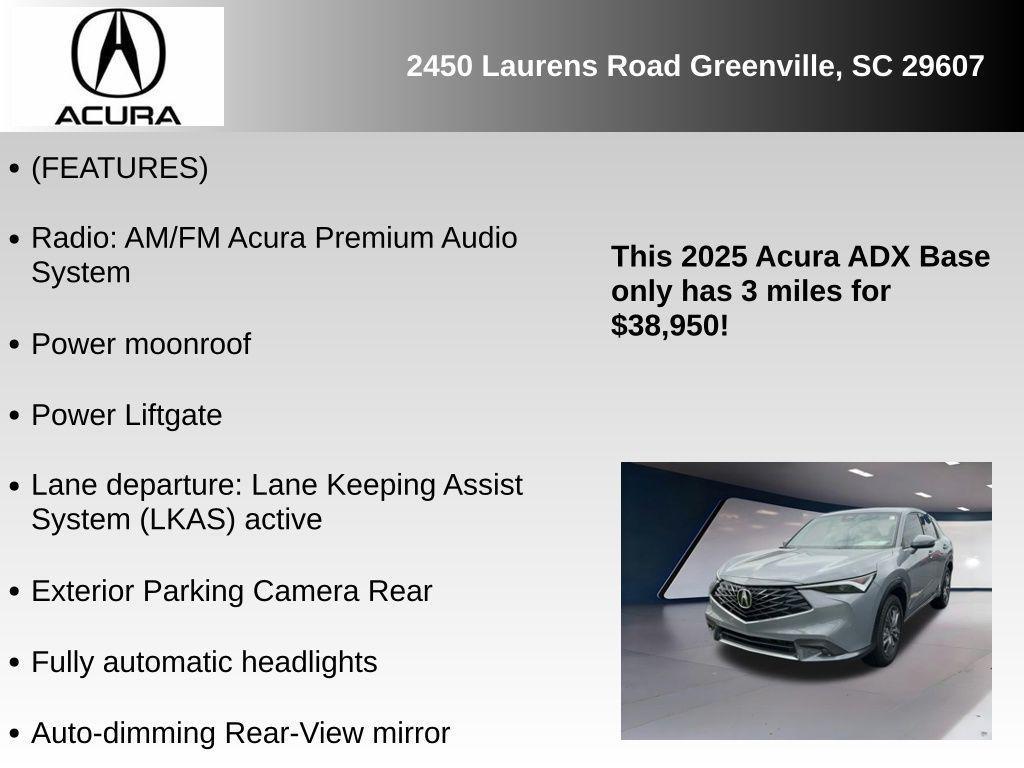 new 2025 Acura ADX car, priced at $37,950