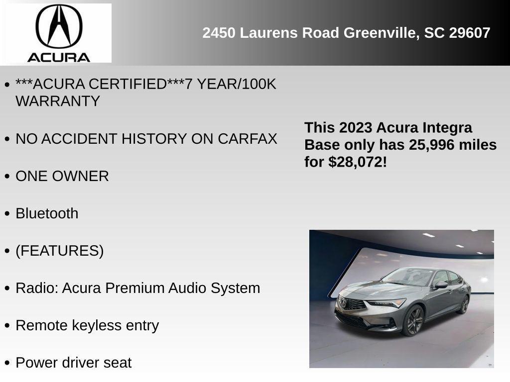 used 2023 Acura Integra car, priced at $27,373