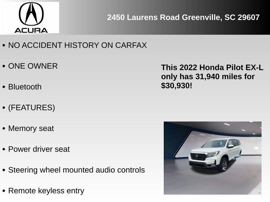 used 2022 Honda Pilot car, priced at $30,930