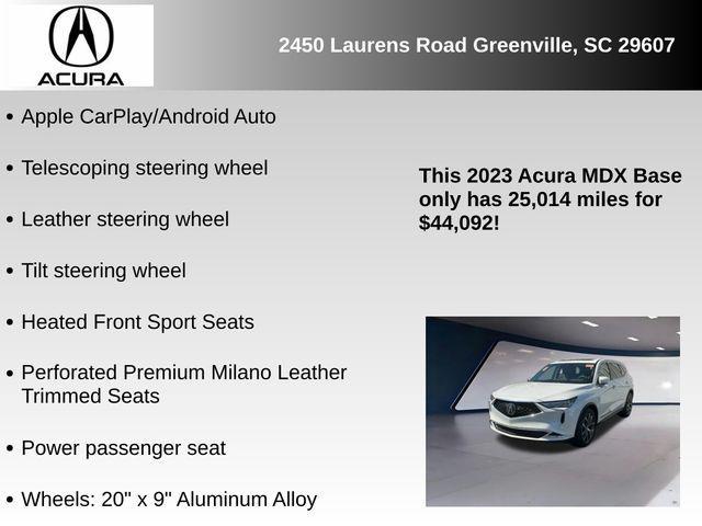 used 2023 Acura MDX car, priced at $44,092