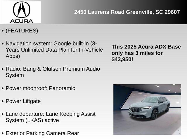 new 2025 Acura ADX car, priced at $43,950