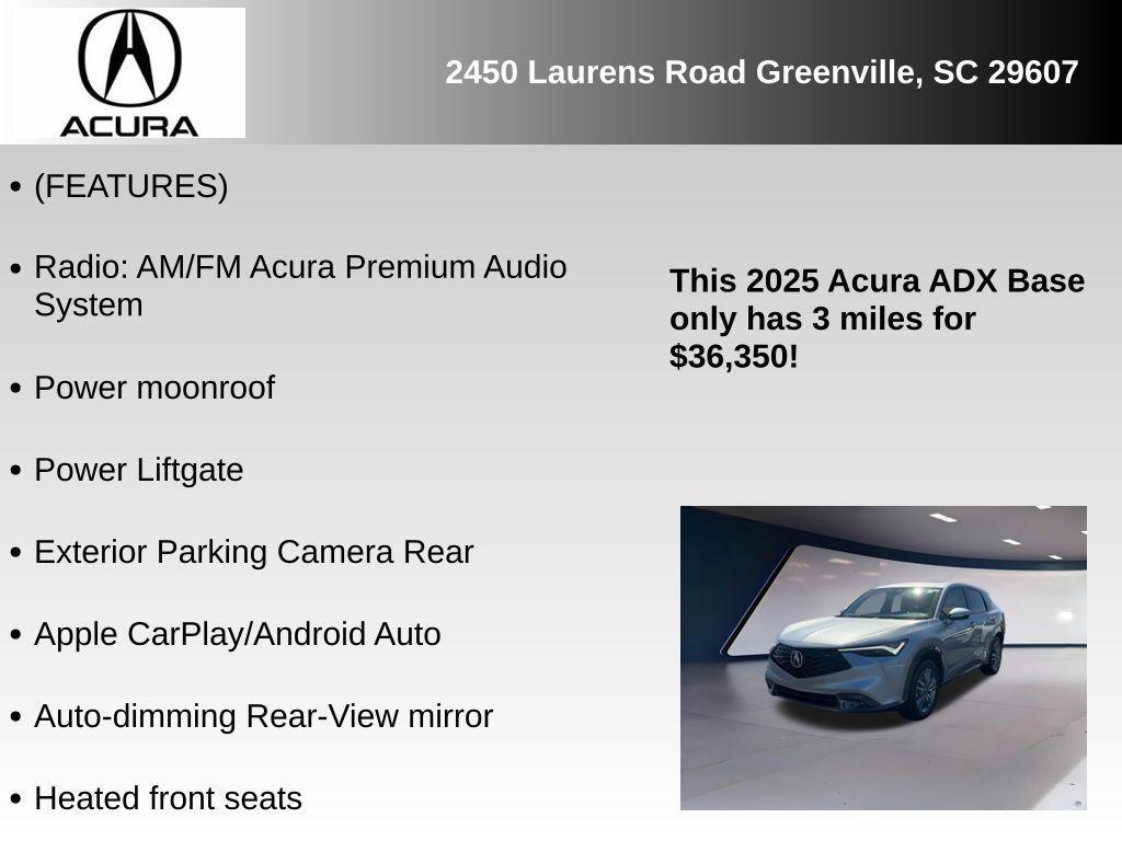new 2025 Acura ADX car, priced at $36,350