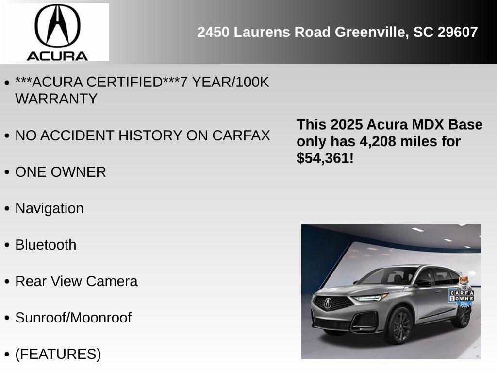 used 2025 Acura MDX car, priced at $54,361
