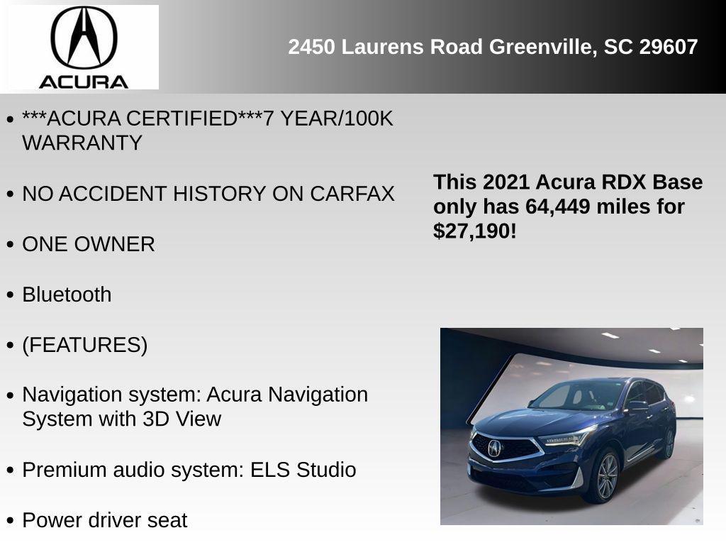used 2021 Acura RDX car, priced at $27,190