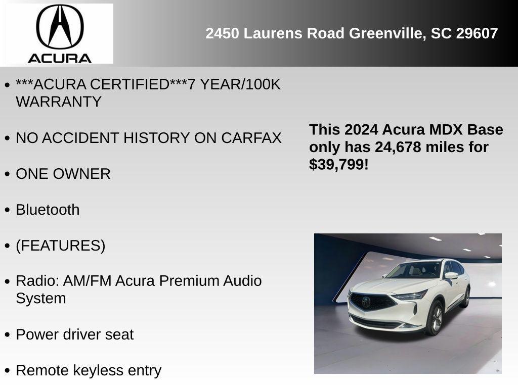 used 2024 Acura MDX car, priced at $39,799