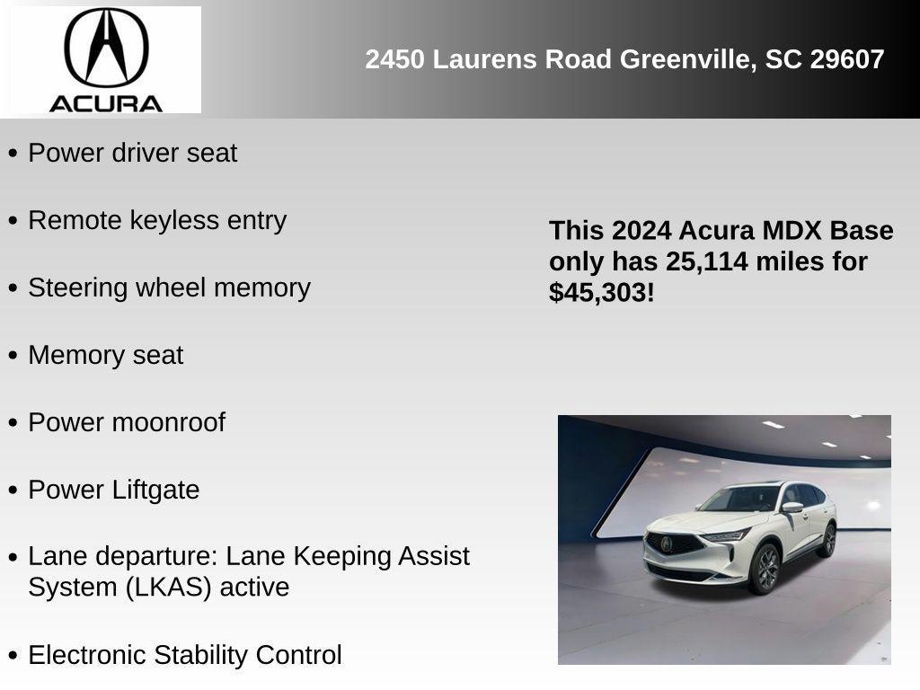 used 2024 Acura MDX car, priced at $45,303