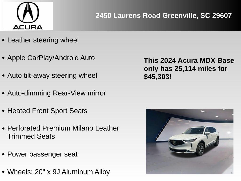used 2024 Acura MDX car, priced at $45,303