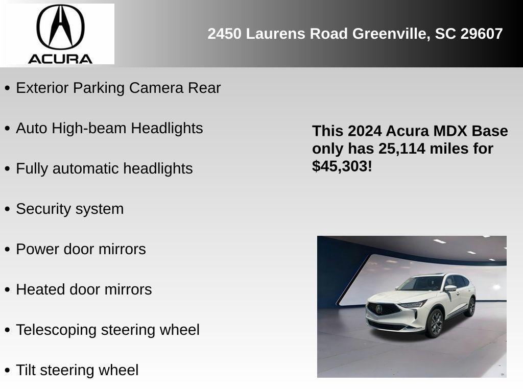used 2024 Acura MDX car, priced at $45,303