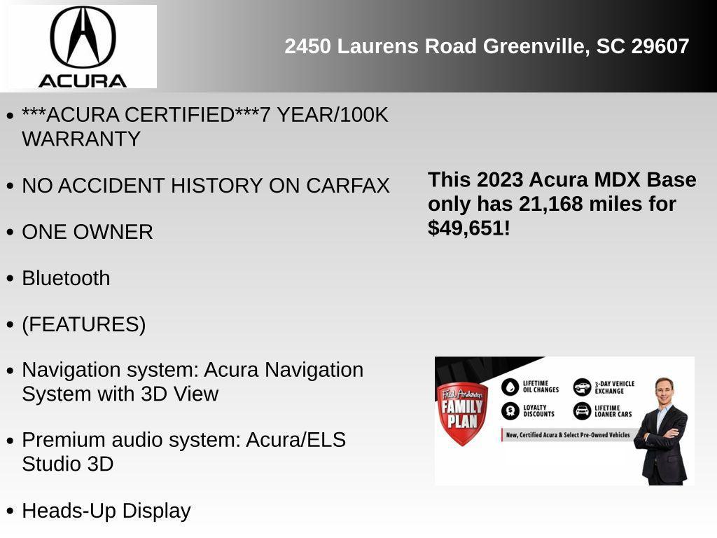 used 2023 Acura MDX car, priced at $49,651