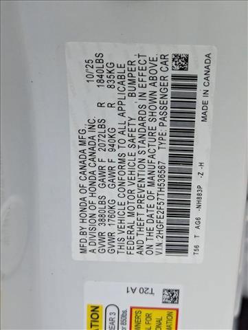 new 2026 Honda Civic car, priced at $27,037