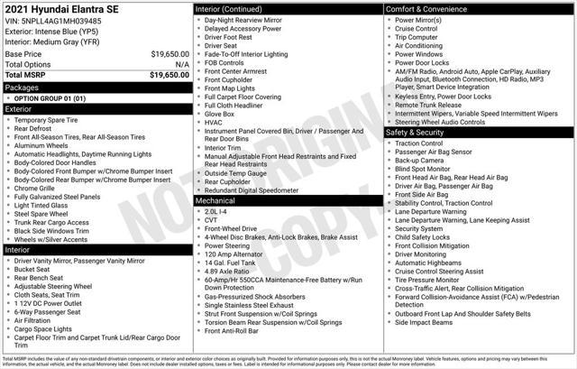 used 2021 Hyundai Elantra car, priced at $11,765