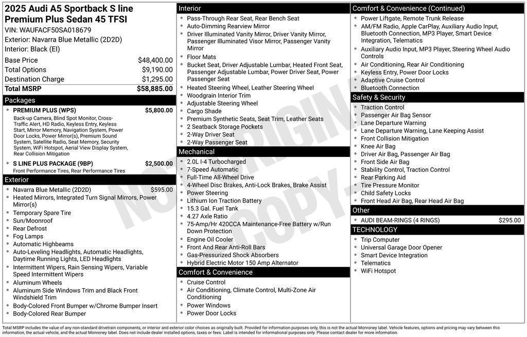 used 2025 Audi A5 Sportback car, priced at $43,293