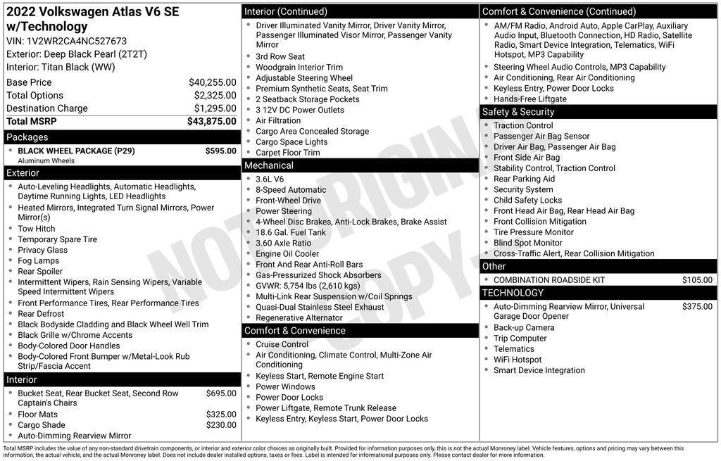 used 2022 Volkswagen Atlas car, priced at $21,950
