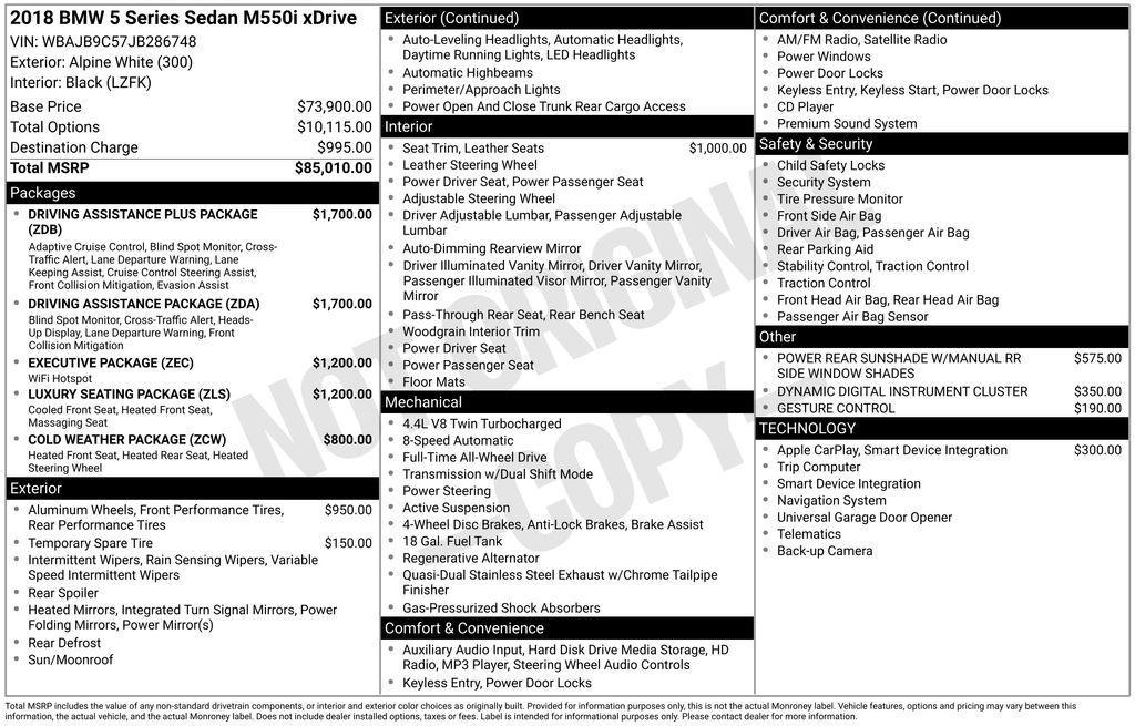 used 2018 BMW M550 car, priced at $32,759