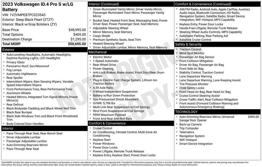 used 2023 Volkswagen ID.4 car, priced at $20,401
