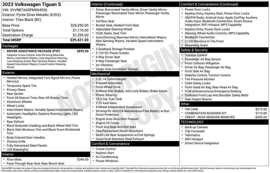 used 2023 Volkswagen Tiguan car, priced at $18,991
