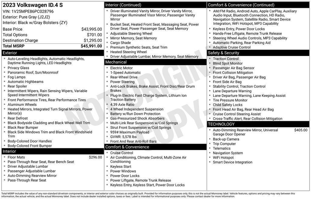 used 2023 Volkswagen ID.4 car, priced at $19,412