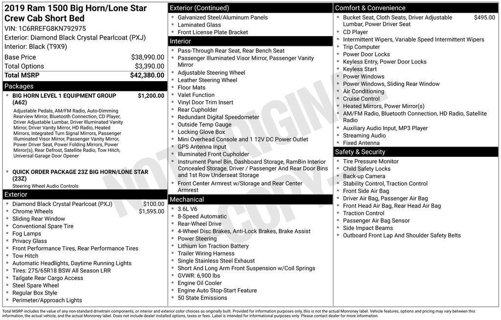 used 2019 Ram 1500 car, priced at $23,962