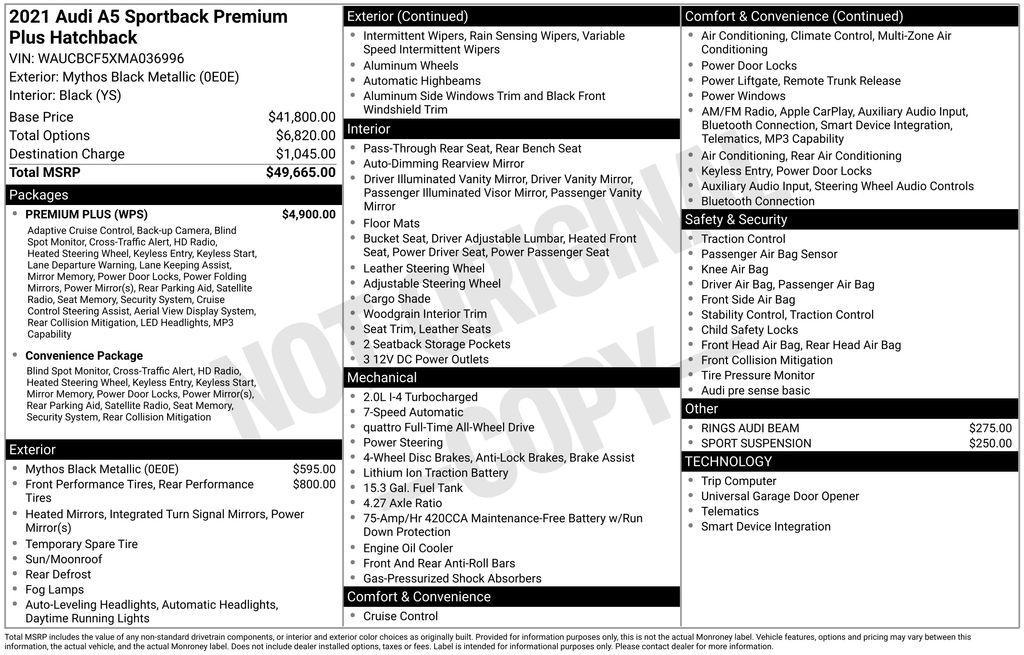 used 2021 Audi A5 Sportback car, priced at $22,403