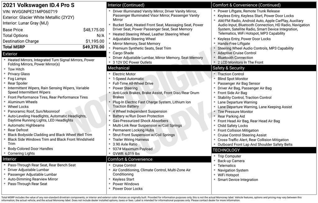 used 2021 Volkswagen ID.4 car, priced at $19,491