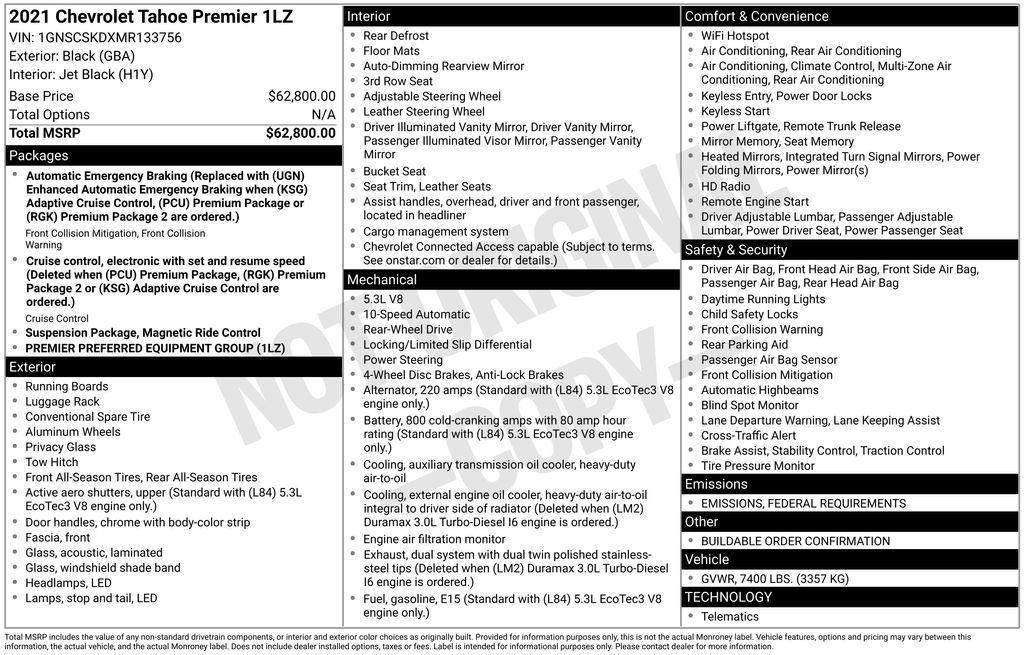 used 2021 Chevrolet Tahoe car, priced at $38,545