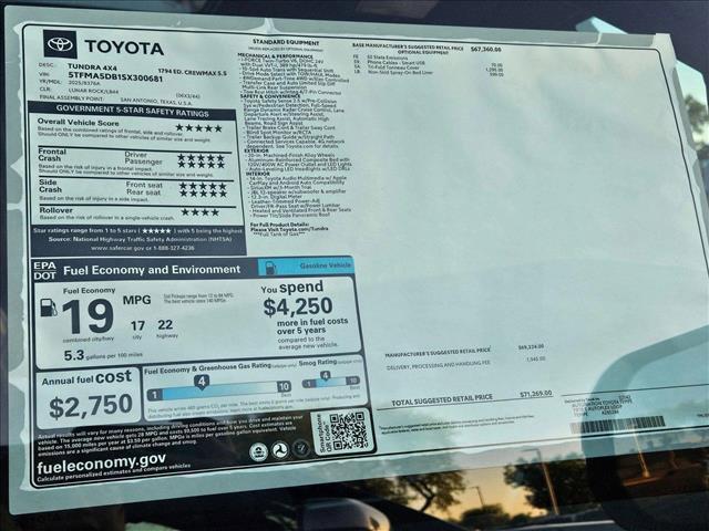 new 2025 Toyota Tundra car, priced at $64,308