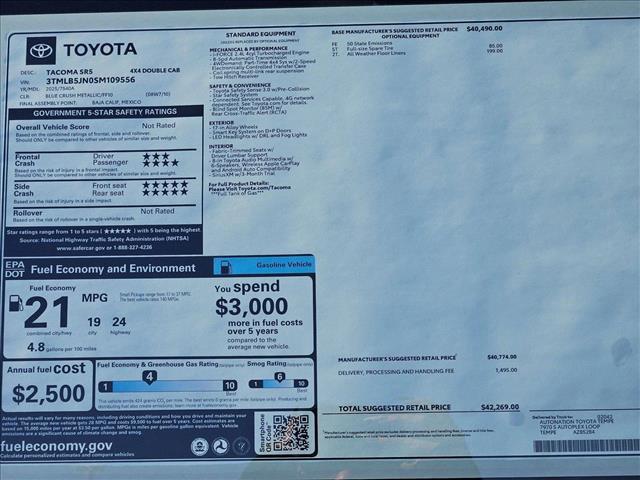 new 2025 Toyota Tacoma car, priced at $39,974