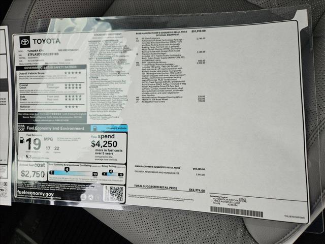 new 2025 Toyota Tundra car, priced at $55,417