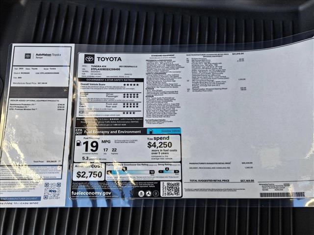 new 2025 Toyota Tundra car, priced at $50,786
