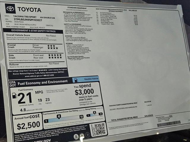 new 2025 Toyota Tacoma car, priced at $43,437