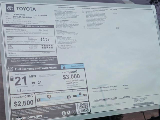 new 2025 Toyota Tacoma car, priced at $43,209