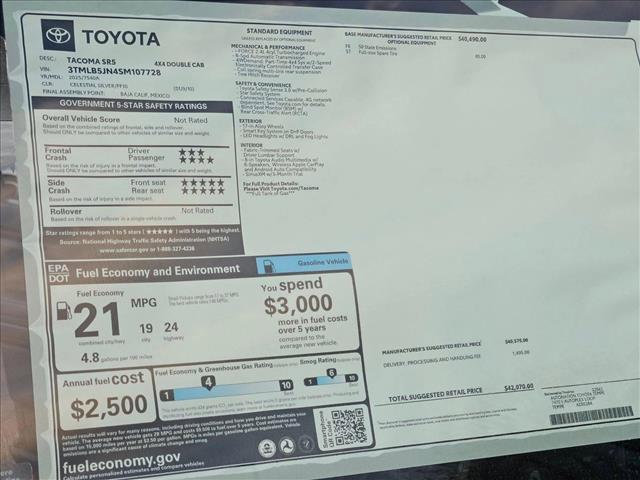 new 2025 Toyota Tacoma car, priced at $39,819