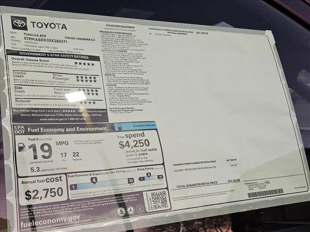 new 2025 Toyota Tundra car, priced at $62,473