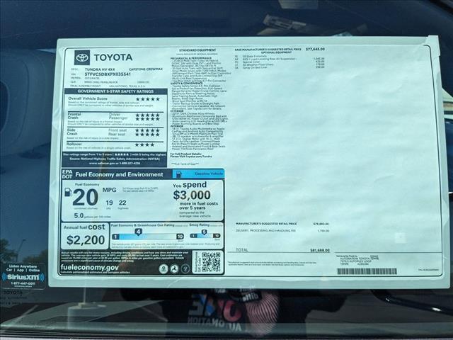 new 2023 Toyota Tundra Hybrid car, priced at $75,011