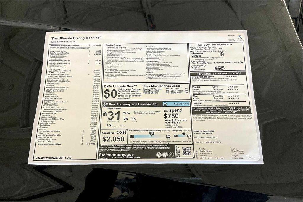new 2025 BMW 330 car, priced at $51,560
