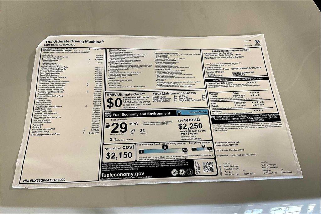 new 2026 BMW X3 car, priced at $54,275