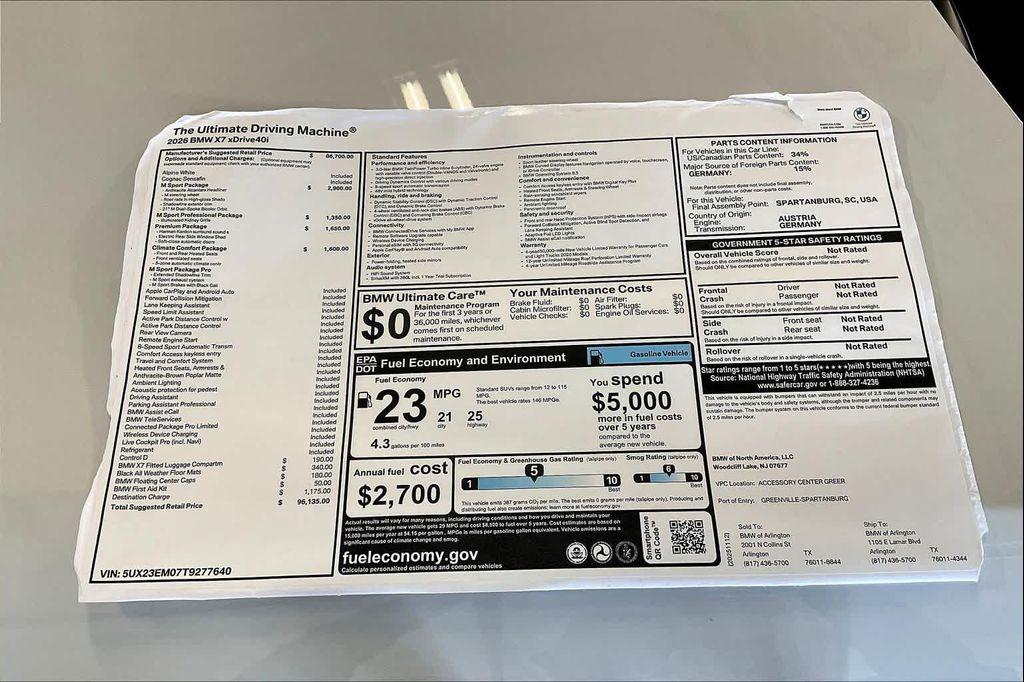 new 2026 BMW X7 car, priced at $96,135