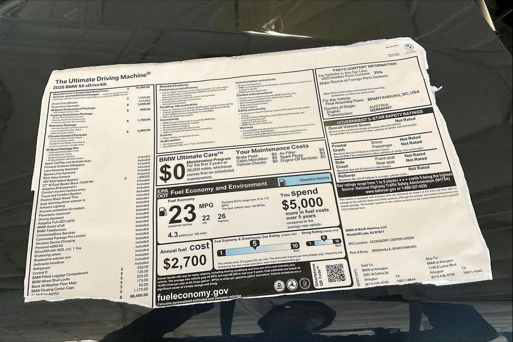 new 2026 BMW X6 car, priced at $88,400