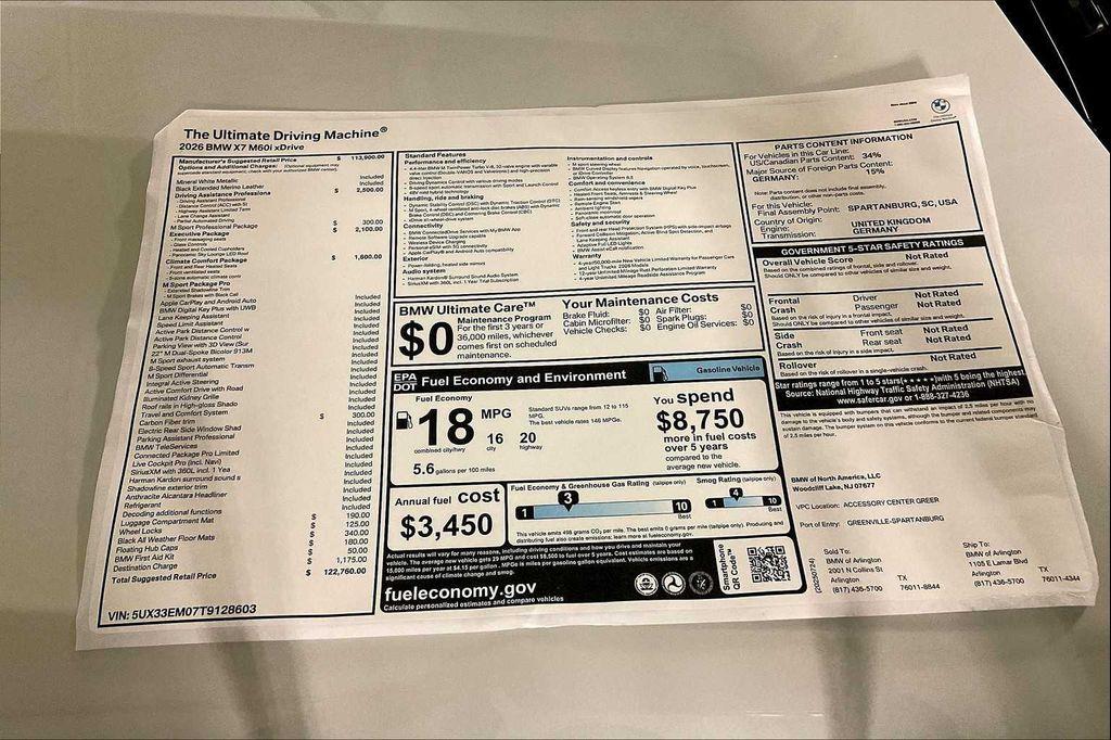 new 2026 BMW X7 car, priced at $122,760